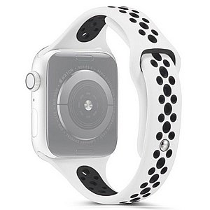 רצועת סיליקון מדגם Little Waist Sport Silicone Band מבית LaTera לשעון חכם מדגם: Apple Watch 38mm/40mm/41mm (צבע White/Black) רצועת סיליקון מדגם Little Waist Sport Silicone Band מבית LaTera לשעון חכם מדגם: Apple Watch 38mm/40mm/41mm (צבע White/Black)