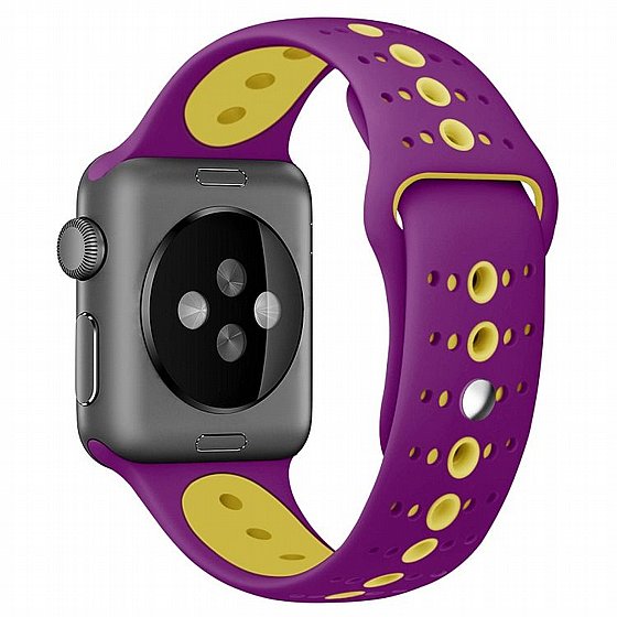 ����� ������� ����  Two Tone Porous Silicone Band ���� LaTera ����� ��� ����: Apple Watch 42mm/44mm/45mm (��� Purple/Yellow)