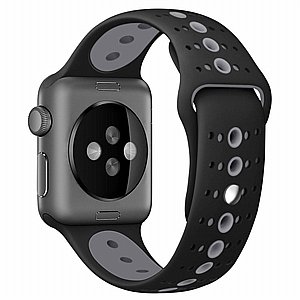 רצועת סיליקון מדגם Two Tone Porous Silicone Band מבית LaTera לשעון חכם מדגם: Apple Watch 42mm/44mm/45mm (צבע Black/Gray) רצועת סיליקון מדגם Two Tone Porous Silicone Band מבית LaTera לשעון חכם מדגם: Apple Watch 42mm/44mm/45mm (צבע Black/Gray)