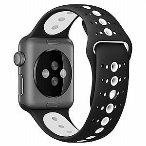 רצועת סיליקון מדגם Two Tone Porous Silicone Band מבית LaTera לשעון חכם מדגם: Apple Watch 38mm/40mm/41mm (צבע Black/White) רצועת סיליקון מדגם Two Tone Porous Silicone Band מבית LaTera לשעון חכם מדגם: Apple Watch 38mm/40mm/41mm (צבע Black/White)