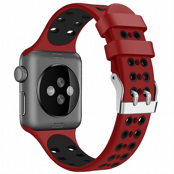 ����� ������� ����  Two Color Double Silicone Band ���� LaTera ����� ��� ����: Apple Watch 42mm/44mm/45mm (��� Red/Black)
