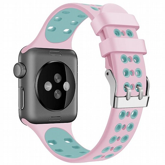 ����� ������� ����  Two Color Double Silicone Band ���� LaTera ����� ��� ����: Apple Watch 42mm/44mm/45mm (��� Pink/Green)