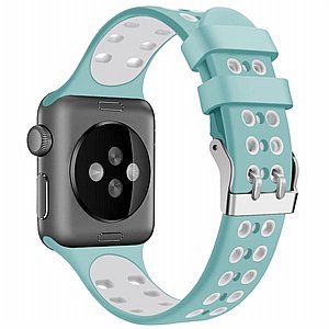 ����� ������� ����  Two Color Double Silicone Band ���� LaTera ����� ��� ����: Apple Watch 38mm/40mm/41mm (��� (Green/White)