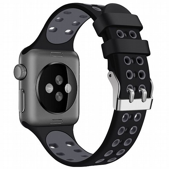 ����� ������� ����  Two Color Double Silicone Band ���� LaTera ����� ��� ����: Apple Watch 38mm/40mm/41mm (��� Black/Gray)