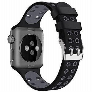 רצועת סיליקון מדגם Two Color Double Silicone Band מבית LaTera לשעון חכם מדגם: Apple Watch 38mm/40mm/41mm (צבע Black/Gray) רצועת סיליקון מדגם Two Color Double Silicone Band מבית LaTera לשעון חכם מדגם: Apple Watch 38mm/40mm/41mm (צבע Black/Gray)
