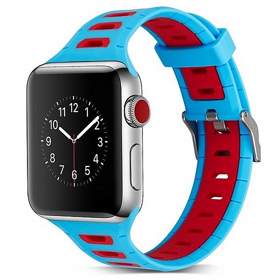 ����� ������� ����  T-Shape Two Color Silicone Band ���� LaTera ����� ��� ����: Apple Watch 42mm/44mm/45mm (��� Blue/Red)