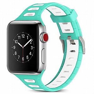 רצועת סיליקון מדגם T-Shape Two Color Silicone Band מבית LaTera לשעון חכם מדגם: Apple Watch 42mm/44mm/45mm (צבע White/Green) רצועת סיליקון מדגם T-Shape Two Color Silicone Band מבית LaTera לשעון חכם מדגם: Apple Watch 42mm/44mm/45mm (צבע White/Green)