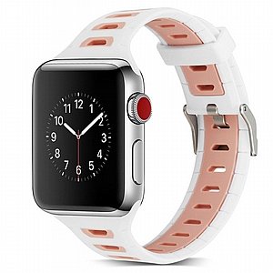 רצועת סיליקון מדגם T-Shape Two Color Silicone Band מבית LaTera לשעון חכם מדגם: Apple Watch 42mm/44mm/45mm (צבע Pink/White) רצועת סיליקון מדגם T-Shape Two Color Silicone Band מבית LaTera לשעון חכם מדגם: Apple Watch 42mm/44mm/45mm (צבע Pink/White)