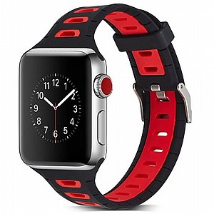 ����� ������� ����  T-Shape Two Color Silicone Band ���� LaTera ����� ��� ����: Apple Watch 38mm/40mm/41mm (��� Black/Red)