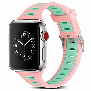 רצועת סיליקון מדגם T-Shape Two Color Silicone Band מבית LaTera לשעון חכם מדגם: Apple Watch 38mm/40mm/41mm (צבע Pink/Green) רצועת סיליקון מדגם T-Shape Two Color Silicone Band מבית LaTera לשעון חכם מדגם: Apple Watch 38mm/40mm/41mm (צבע Pink/Green)