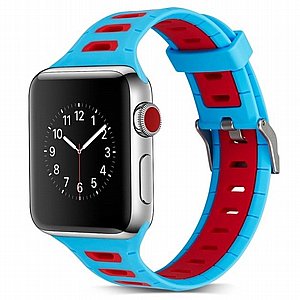 רצועת סיליקון מדגם T-Shape Two Color Silicone Band מבית LaTera לשעון חכם מדגם: Apple Watch 38mm/40mm/41mm (צבע Blue/Red) רצועת סיליקון מדגם T-Shape Two Color Silicone Band מבית LaTera לשעון חכם מדגם: Apple Watch 38mm/40mm/41mm (צבע Blue/Red)
