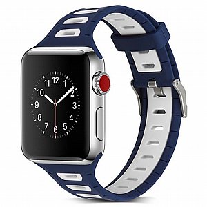 ����� ������� ����  T-Shape Two Color Silicone Band ���� LaTera ����� ��� ����: Apple Watch 38mm/40mm/41mm (��� White/Blue)