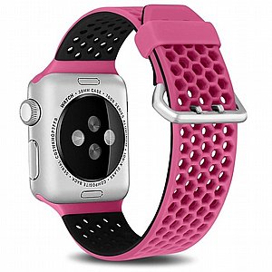 רצועת סיליקון מדגם Two Tone Honeycomb Silicone Band מבית LaTera לשעון חכם מדגם: Apple Watch 42mm/44mm/45mm (צבע Pink/Black) רצועת סיליקון מדגם Two Tone Honeycomb Silicone Band מבית LaTera לשעון חכם מדגם: Apple Watch 42mm/44mm/45mm (צבע Pink/Black)