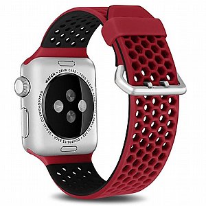 רצועת סיליקון מדגם Two Tone Honeycomb Silicone Band מבית LaTera לשעון חכם מדגם: Apple Watch 42mm/44mm/45mm (צבע Red/Black) רצועת סיליקון מדגם Two Tone Honeycomb Silicone Band מבית LaTera לשעון חכם מדגם: Apple Watch 42mm/44mm/45mm (צבע Red/Black)