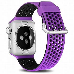 ����� ������� ����  Two Tone Honeycomb Silicone Band ���� LaTera ����� ��� ����: Apple Watch 42mm/44mm/45mm (��� Purple/Black)