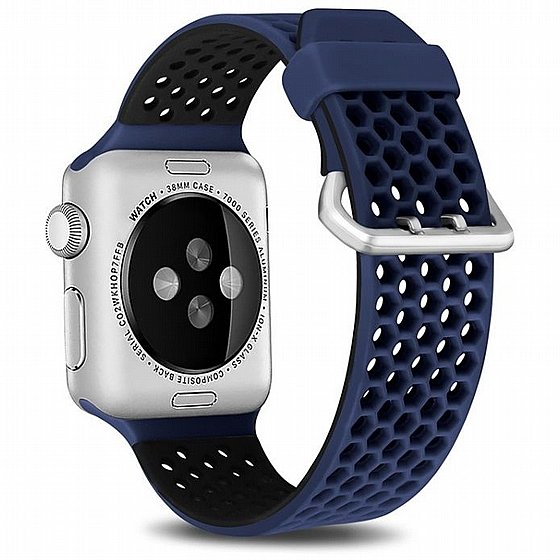 ����� ������� ����  Two Tone Honeycomb Silicone Band ���� LaTera ����� ��� ����: Apple Watch 42mm/44mm/45mm (��� Blue/Black)