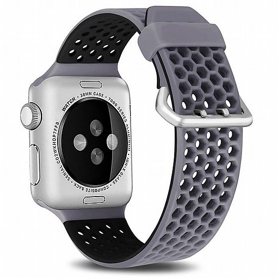 ����� ������� ����  Two Tone Honeycomb Silicone Band ���� LaTera ����� ��� ����: Apple Watch 38mm/40mm/41mm (��� Grey/Black)