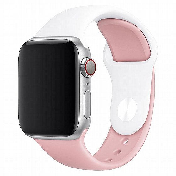 ����� ������� ����  Double Colors Silicone Band ���� LaTera ����� ��� ����: Apple Watch 38mm/40mm/41mm (��� White/Light Pink)