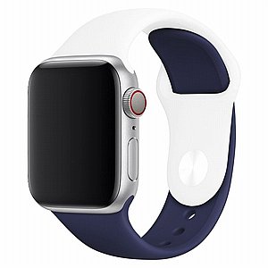 רצועת סיליקון מדגם Double Colors Silicone Band מבית LaTera לשעון חכם מדגם: Apple Watch 38mm/40mm/41mm (צבע White/Dark Blue) רצועת סיליקון מדגם Double Colors Silicone Band מבית LaTera לשעון חכם מדגם: Apple Watch 38mm/40mm/41mm (צבע White/Dark Blue)