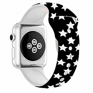רצועת סיליקון מדגם Printing Double Nail Silicone Band מבית LaTera לשעון חכם מדגם: Apple Watch 38mm/40mm/41mm (צבע Black Star) רצועת סיליקון מדגם Printing Double Nail Silicone Band מבית LaTera לשעון חכם מדגם: Apple Watch 38mm/40mm/41mm (צבע Black Star)