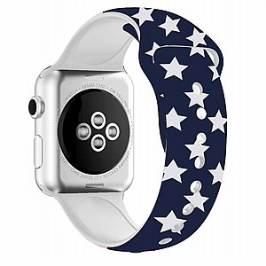 רצועת סיליקון מדגם Printing Double Nail Silicone Band מבית LaTera לשעון חכם מדגם: Apple Watch 38mm/40mm/41mm (צבע Blue Stars) רצועת סיליקון מדגם Printing Double Nail Silicone Band מבית LaTera לשעון חכם מדגם: Apple Watch 38mm/40mm/41mm (צבע Blue Stars)