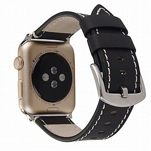 רצועת עור מדגם Calfskin Genuine Leather Band מבית LaTera לשעון חכם מדגם: Apple Watch 42mm/44mm/45mm (צבע Black) רצועת עור מדגם Calfskin Genuine Leather Band מבית LaTera לשעון חכם מדגם: Apple Watch 42mm/44mm/45mm (צבע Black)
