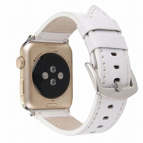 ����� ��� ���� Calfskin Genuine Leather Band ���� LaTera ����� ��� ����: Apple Watch 42mm/44mm/45mm (��� White)
