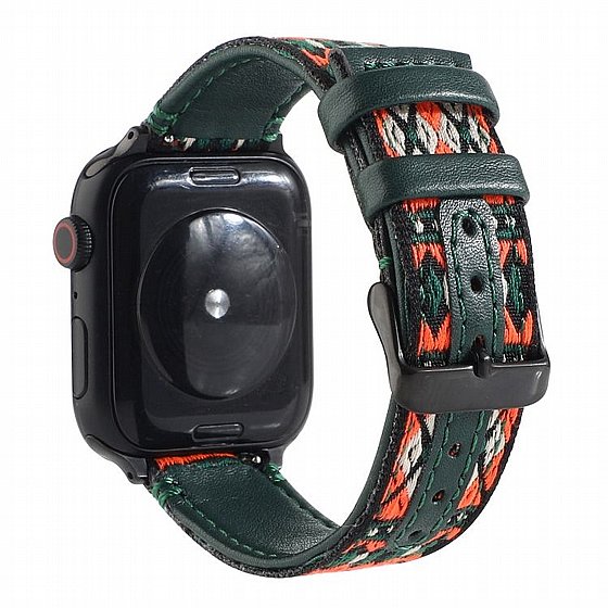 ����� ��� ���� Ethnic Leather Band ���� LaTera ����� ��� ����: Apple Watch 42mm/44mm/45mm (��� Dark Green)