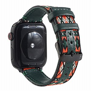 רצועת עור מדגם Ethnic Leather Band מבית LaTera לשעון חכם מדגם: Apple Watch 38mm/40mm/41mm (צבע Dark Green) רצועת עור מדגם Ethnic Leather Band מבית LaTera לשעון חכם מדגם: Apple Watch 38mm/40mm/41mm (צבע Dark Green)