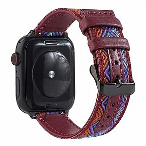 רצועת עור מדגם Ethnic Leather Band מבית LaTera לשעון חכם מדגם: Apple Watch 42mm/44mm/45mm (צבע Wine Red) רצועת עור מדגם Ethnic Leather Band מבית LaTera לשעון חכם מדגם: Apple Watch 42mm/44mm/45mm (צבע Wine Red)