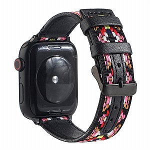 רצועת עור מדגם Ethnic Leather Band מבית LaTera לשעון חכם מדגם: Apple Watch 38mm/40mm/41mm (צבע Black) רצועת עור מדגם Ethnic Leather Band מבית LaTera לשעון חכם מדגם: Apple Watch 38mm/40mm/41mm (צבע Black)