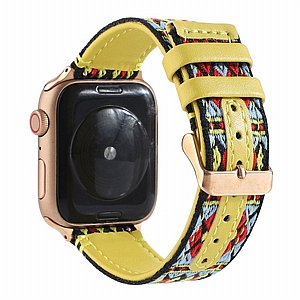 רצועת עור מדגם Ethnic Leather Band מבית LaTera לשעון חכם מדגם: Apple Watch 38mm/40mm/41mm (צבע Yellow) רצועת עור מדגם Ethnic Leather Band מבית LaTera לשעון חכם מדגם: Apple Watch 38mm/40mm/41mm (צבע Yellow)