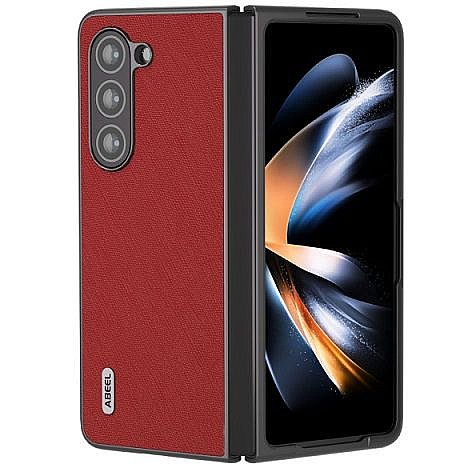 ����� ���� ����  Cross Texture Genuine Leather ���� Abeel ������ ������ ����: Samsung Galaxy Z Fold 5 (��� ����)
