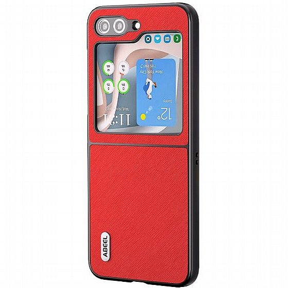 ����� ���� ���� Cross Texture Genuine Leather ���� Abeel ������ ������ ����: Samsung Galaxy Z Fold 5 (��� ����)