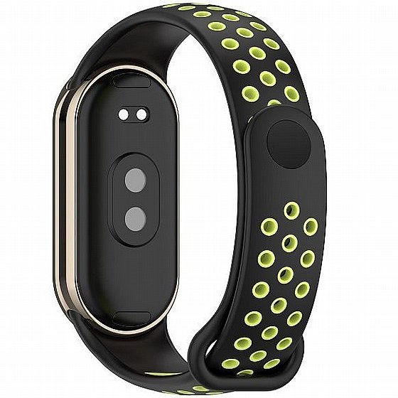 ����� ������� ���� Holes Color Silicone Band ���� iBands  (��� Black/Lime) ����� ��� ����: Xiaomi Smart Band 8 / Xiaomi Smart Band 9 / Xiaomi Smart Band 10