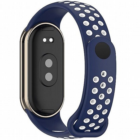 ����� ������� ���� Holes Color Silicone Band ���� iBands  (��� Blue/White) ����� ��� ����: Xiaomi Smart Band 8 / Xiaomi Smart Band 9 / Xiaomi Smart Band 10