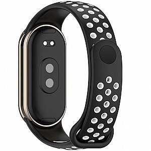 רצועת סיליקון מדגם Holes Color Silicone Band מבית iBands (צבע Black/White) לשעון חכם מדגם: Xiaomi Smart Band 8 / Xiaomi Smart Band 9 / Xiaomi Smart Band 10 רצועת סיליקון מדגם Holes Color Silicone Band מבית iBands (צבע Black/White) לשעון חכם מדגם: Xiaomi Smart Band 8 / Xiaomi Smart Band 9 / Xiaomi Smart Band 10