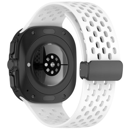 ����� ������� ����  Hole Magnetic Folding Buckle Silicone Band ���� iBands (��� White)  ����� ��� ����  Samsung Galaxy Watch Ultra / Watch Ultra 2025