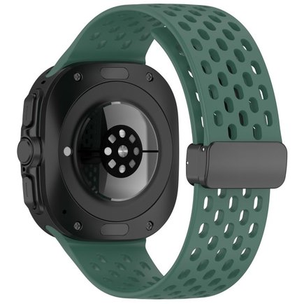 ����� ������� ����  Hole Magnetic Folding Buckle Silicone Band ���� iBands (��� Green)  ����� ��� ����  Samsung Galaxy Watch Ultra / Watch Ultra 2025