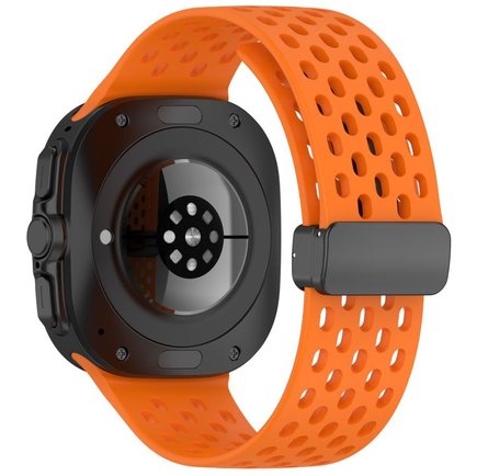 ����� ������� ����  Hole Magnetic Folding Buckle Silicone Band ���� iBands (��� Orange)  ����� ��� ����  Samsung Galaxy Watch Ultra / Watch Ultra 2025