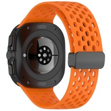רצועת סיליקון מדגם Hole Magnetic Folding Buckle Silicone Band מבית iBands (צבע Orange) לשעון חכם מדגם Samsung Galaxy Watch Ultra / Watch Ultra 2025 רצועת סיליקון מדגם Hole Magnetic Folding Buckle Silicone Band מבית iBands (צבע Orange) לשעון חכם מדגם Samsung Galaxy Watch Ultra / Watch Ultra 2025