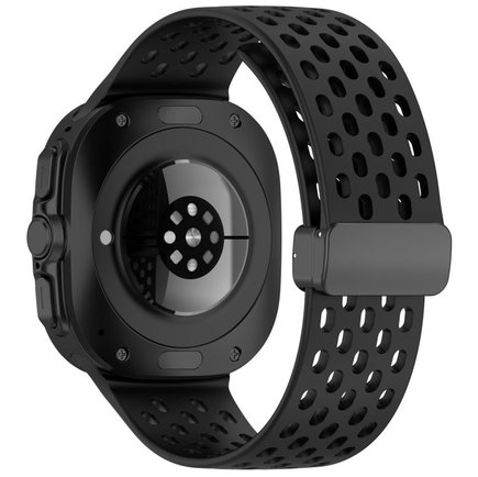 ����� ������� ����  Hole Magnetic Folding Buckle Silicone Band ���� iBands (��� Black)  ����� ��� ����  Samsung Galaxy Watch Ultra / Watch Ultra 2025