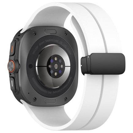 ����� ������� ���� Magnetic Folding Buckle Silicone Band ���� iBands (��� White)  ����� ��� ����  Samsung Galaxy Watch Ultra / Watch Ultra 2025