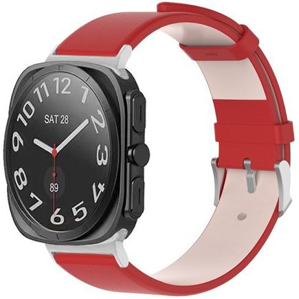 ����� ��� ���� Stainless Leather Band ���� iBands (��� Red)  ����� ��� ����  Samsung Galaxy Watch Ultra / Watch Ultra 2025