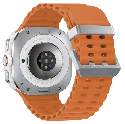 ����� ������� ����  Ocean Hole Dual Buckle Silicone Band ���� iBands (��� Orange/Silver)  ����� ��� ����  Samsung Galaxy Watch Ultra / Watch Ultra 2025