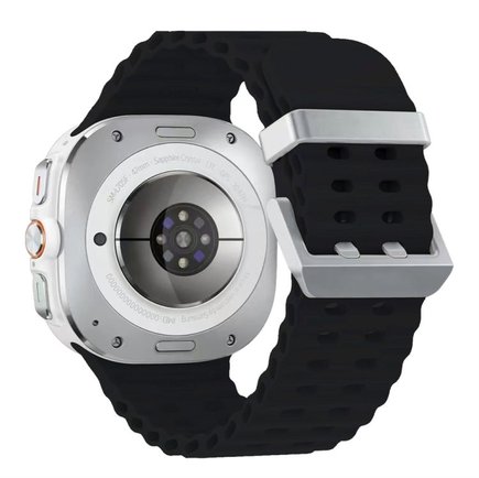 ����� ������� ����  Ocean Hole Dual Buckle Silicone Band ���� iBands (��� Black/Silver)  ����� ��� ����  Samsung Galaxy Watch Ultra / Watch Ultra 2025