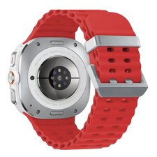 רצועת סיליקון מדגם Ocean Hole Dual Buckle Silicone Band מבית iBands (צבע Red/Silver) לשעון חכם מדגם Samsung Galaxy Watch Ultra / Watch Ultra 2025 רצועת סיליקון מדגם Ocean Hole Dual Buckle Silicone Band מבית iBands (צבע Red/Silver) לשעון חכם מדגם Samsung Galaxy Watch Ultra / Watch Ultra 2025