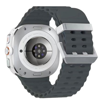 ����� ������� ����  Ocean Hole Dual Buckle Silicone Band ���� iBands (��� Grey/Silver)  ����� ��� ����  Samsung Galaxy Watch Ultra / Watch Ultra 2025