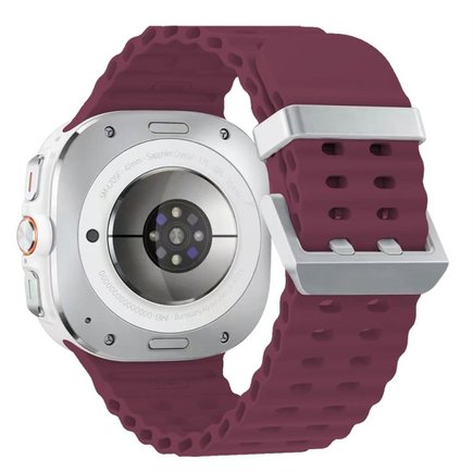 ����� ������� ����  Ocean Hole Dual Buckle Silicone Band ���� iBands (��� Wine Red/Silver)  ����� ��� ����  Samsung Galaxy Watch Ultra / Watch Ultra 2025