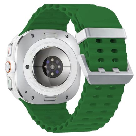 ����� ������� ����  Ocean Hole Dual Buckle Silicone Band ���� iBands (��� Green/Silver)  ����� ��� ����  Samsung Galaxy Watch Ultra / Watch Ultra 2025